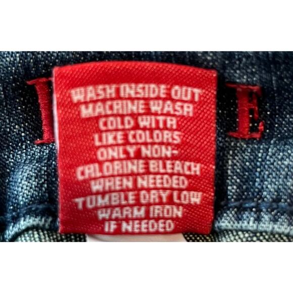 ELLE HIGH-RISE CAPRI JEANS, WOMENS, 8 (32 WAIST), DENIM BLUE-SLIGHTLY DISTRESSED - Picture 11 of 11